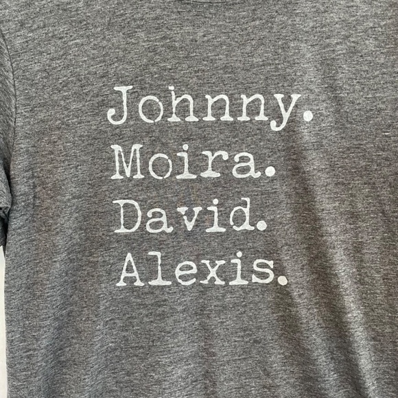 Next Level Apparel Johnny. Moira. David. Alexis Schitts Creek T-Shirt Gray S - Picture 2 of 6